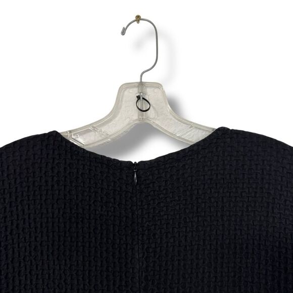 Eileen Fisher Organic Cotton Honeycomb Dress Knee Length Black Size Medium - Picture 3 of 7